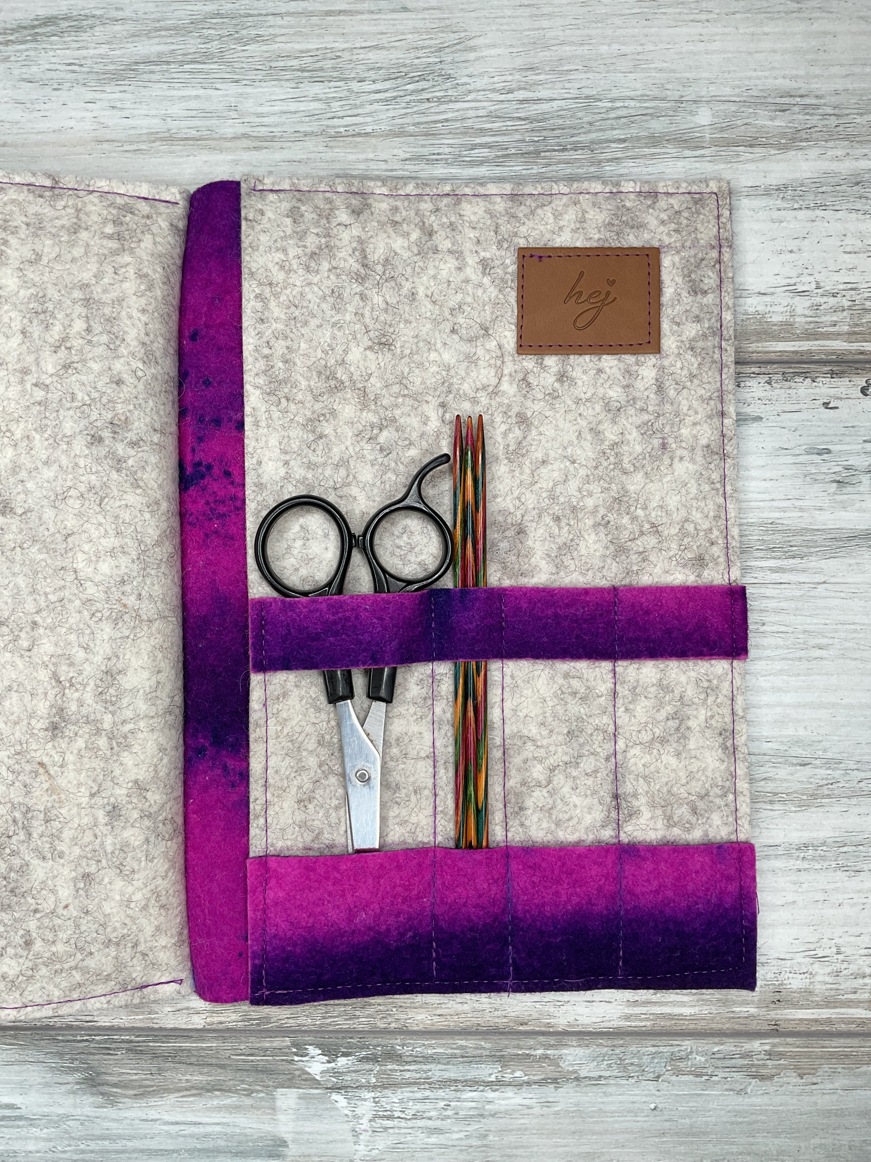 Nadelmäppchen aus Wollfilz – Violett Pink 1